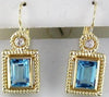 2.43CT DIAMOND & AAA BLUE TOPAZ 14KT YELLOW GOLD 3D EMERALD CUT & ROUND EARRINGS