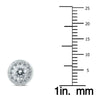 ESTATE 1.0CT DIAMOND 14KT WHITE GOLD CLASSIC SOLITAIRE ROUND HALO STUD EARRINGS