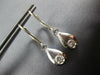 ESTATE .25CT DIAMOND 14K WHITE GOLD CLASSIC SOLITAIRE TEAR DROP HANGING EARRINGS