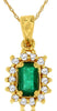 .40CT DIAMOND & AAA EMERALD 14KT YELLOW GOLD ROUND & BAGUETTE FLOATING PENDANT