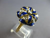 ANTIQUE LARGE .18CT OLD MINE DIAMOND & BLUE ENAMEL 18KT 2 TONE GOLD RING #27709