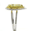EXTRA LARGE 4.47CT WHITE & FANCY YELLOW DIAMOND 18KT 2 TONE GOLD ENGAGEMENT RING