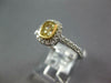 .82CT WHITE & FANCY YELLOW DIAMOND 18K 2 TONE GOLD CUSHION BEZEL ENGAGEMENT RING