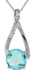 1.80CT DIAMOND & AAA BLUE TOPAZ 14KT WHITE GOLD ROUND INFINITY TEAR DROP PENDANT