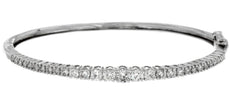 2.0CT DIAMOND 14K WHITE GOLD ROUND GRADUATING SEMI ETERNITY CUFF BANGLE BRACELET