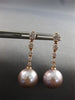 LARGE .76CT DIAMOND & AAA PINK SOUTH SEA PEARL 14K ROSE GOLD 3D JOURNEY EARRINGS