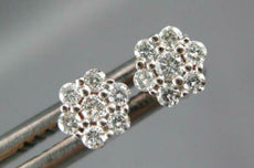 ESTATE .36CT DIAMOND 14KT WHITE GOLD CLUSTER FLOWER CLASSIC STUD EARRINGS #10584