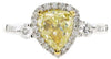 1.70CT WHITE & FANCY YELLOW DIAMOND 18KT 2 TONE GOLD PEAR SHAPE ENGAGEMENT RING