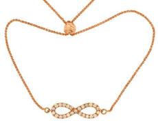 ESTATE .15CT DIAMOND 14KT ROSE GOLD 3D INFINTY LOVE ADJUSTABLE TENNIS BRACELET