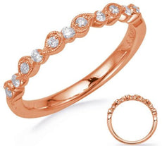.16CT DIAMOND 14KT ROSE GOLD 3D ROUND & PEAR SHAPE FILIGREE MILGRAIN FUN RING