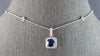 1.51CT DIAMOND & AAA SAPPHIRE 18K WHITE GOLD 3D CUSHION BY THE YARD LOVE PENDANT