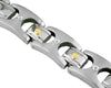 ESTATE .02CT DIAMOND STAINLESS STEEL & 14KT YELLOW GOLD ETOILE MENS FUN BRACELET