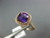 ESTATE 1.77CT DIAMOND & AAA AMETHYST 14KT ROSE GOLD CUSHION HALO FILIGREE RING