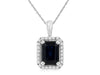 2.5CT DIAMOND & AAA SAPPHIRE 14K WHITE GOLD EMERALD CUT & ROUND FLOATING PENDANT