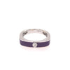 ESTATE .03CT DIAMOND & PURPLE ENAMEL 18KT WHITE GOLD 3D SOLITAIRE ROUND FUN RING