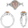 .83CT WHITE & PINK DIAMOND 18KT WHITE & ROSE GOLD PEAR SHAPE & ROUND HALO RING