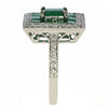 3.59CT DIAMOND & AAA EMERALD 18K WHITE GOLD SQUARE HALO RECTAGULAR FILIGREE RING