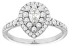 .83CT DIAMOND 14KT WHITE GOLD 3D ROUND & PEAR SHAPE DOUBLE HALO ANNIVERSARY RING