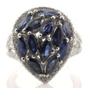 LARGE 4.66CT DIAMOND & AAA SAPPHIRE 18K WHITE GOLD CLUSTER MARQUISE & ROUND RING
