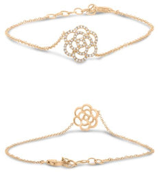 .14CT DIAMOND 14KT ROSE GOLD 3D ROUND CLASSIC FLOWER ADJUSTABLE LOVE BRACELET