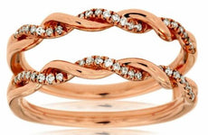 ESTATE .20CT DIAMOND 14K ROSE GOLD INFINITY ROPE INSERT WEDDING ANNIVERSARY RING