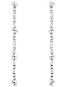ESTATE .29CT DIAMOND 14KT WHITE GOLD 3D CLASSIC MULTI BAR FUN HANGING EARRINGS