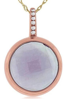5.32CT DIAMOND & AAA AMETHYST 14KT ROSE GOLD 3D ROUND BEZEL FUN FLOATING PENDANT
