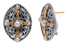 AAA SOUTH SEA PEARL 18KT YELLOW GOLD & 925 SILVER HANDCRAFTED FILIGREE EARRINGS