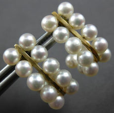 ESTATE AAA PEARL 14KT YELLOW GOLD 3D CLASSIC 2 ROW UMBRELLA FUN HANGING EARRINGS