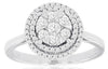 ESTATE .50CT DIAMOND 14KT WHITE GOLD 3D CLASSIC FLOWER DOUBLE HALO LOVE RING