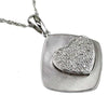 .20CT DIAMOND 14KT WHITE GOLD HEART SHAPE GEOMETRICAL MATTE & SHINY FUN PENDANT