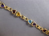 ESTATE 9.2CT AAA MULTI GEM 14KT YELLOW GOLD 3D MULTI HEART LOVE BRACELET