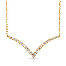 .30CT DIAMOND 14K YELLOW GOLD CLASSIC V SHAPE BUTTERFLY GRADUATING LOVE NECKLACE