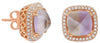 5.27CT DIAMOND & AAA AMETHYST 18KT ROSE GOLD 3D SQUARE DOUBLE HALO STUD EARRINGS