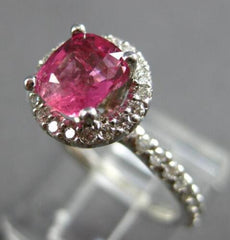 1.4CT DIAMOND & AAA PINK SAPPHIRE 14KT WHITE GOLD OVAL & ROUND ENGAGEMENT RING