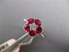 ESTATE 1.89CT DIAMOND & AAA RUBY 18KT WHITE GOLD FLOWER STAR FILIGREE LOVE RING
