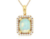 1.30CT DIAMOND & AAA OPAL 14K ROSE GOLD OVAL & ROUND HALO SQUARE OCTAGON PENDANT