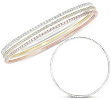 6.39CT DIAMOND 14KT TRI COLOR GOLD ETERNITY LOVE STACKABLE FUN BANGLE BRACELET