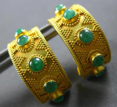 LARGE 2.21CT AAA EMERALD 18KT YELLOW GOLD 5 STONE FILIGREE GREECE EARRINGS 28195