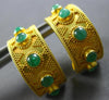 LARGE 2.21CT AAA EMERALD 18KT YELLOW GOLD 5 STONE FILIGREE GREECE EARRINGS 28195