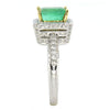 2.84CT DIAMOND & AAA EMERALD 18K 2 TONE GOLD SQUARE & ROUND HALO ENGAGEMENT RING