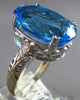 LARGE 13.97CT DIAMOND & AAA BLUE TOPAZ 14KT WHITE GOLD 3D OVAL & ROUND FUN RING