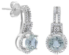 1.75CT DIAMOND & AAA GREEN AMETHYST 14KT WHITE GOLD 3D ROUND FLORAL FUN EARRINGS
