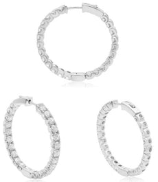 ESTATE 4.32CT DIAMOND 14KT WHITE GOLD 3D LUCIDA INSIDE OUT HOOP HANGING EARRINGS