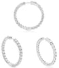 ESTATE 4.32CT DIAMOND 14KT WHITE GOLD 3D LUCIDA INSIDE OUT HOOP HANGING EARRINGS