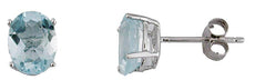 ESTATE 2.20CT AAA AQUAMARINE 14KT WHITE GOLD 3D CLASSIC OVAL STUD EARRINGS
