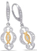 .43CT DIAMOND 14KT TWO TONE GOLD 3D OPEN FILIGREE SEMI INFINITY HANGING EARRINGS