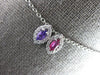 .32CT DIAMOND & AAA RUBY & AMETHYST 14KT WHITE GOLD MARQUISE SHAPE HALO PENDANT