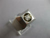 WIDE .20CT DIAMOND 14K WHITE GOLD SOLITAIRE ROUND SQUARE MATTE & SHINY MENS RING
