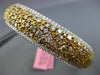 WIDE GIA 8.39CT FANCY COLOR DIAMOND 18KT WHITE GOLD 3D MULTI ROW CLUSTER BANGLE
